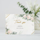 Boho Blush Floral Eucalyptus Carte de remerciement (Debout devant)