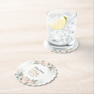 Boho Blush Floral Eucalyptus Lijst Baby shower Kartonnen Onderzetters