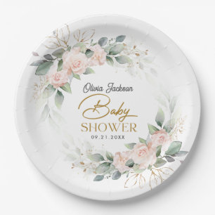 Boho Blush Floral Eucalyptus Lijst Baby shower Papieren Bordje
