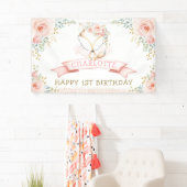 Boho Blush Floral Fox Girl Birthday Welkom Spandoek (Insitu)