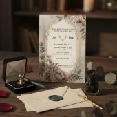 Boho Blush Floral Gold Wedding Invitation