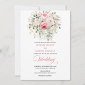 Boho Blush Floral Greenery Wedding Invitation (Devant)