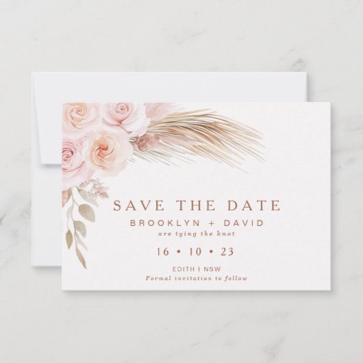 Boho Blush Floral Wedding Enregistrer La Carte Dat (Devant)
