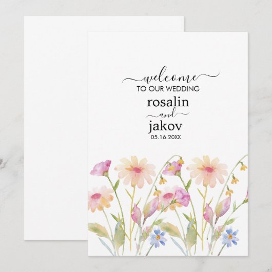 Boho Blush Floral Wedding Invitation (Devant / Derrière)