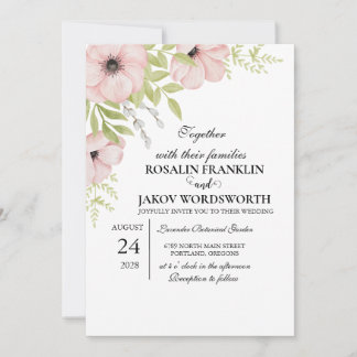 Boho Blush Floral Wedding Invitation