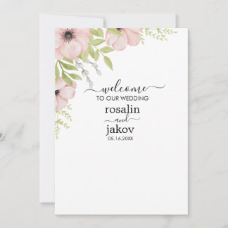 Boho Blush Floral Wedding Invitation Kaart