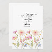 Boho Blush Floral Wedding Invitation Kaart (Voorkant / Achterkant)