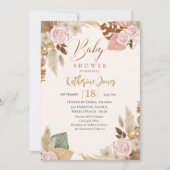Boho Blush florale eucalyptus Baby shower Kaart (Voorkant)