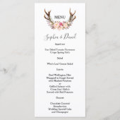 Boho Blush Flowers Antlers Menu Mariage (Devant)