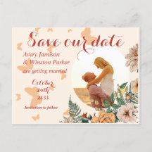 Boho Blush Foto Bloemen Buttery Save the Date