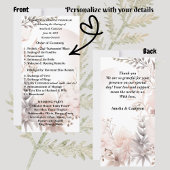 Boho Blush Gedroogd Bloemen Huwelijksprogramma
