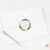 Boho Blush Green Tropical Palm Beach Adres Ronde Sticker (Envelop)