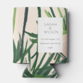 Boho Blush Green Tropical Palm Beach Wedding Blikjeskoeler (Achterkant)