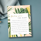 Boho Blush Green Tropical Palm Books Baby shower Informatiekaartje