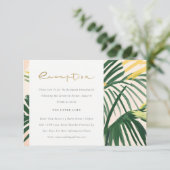 Boho Blush Green Tropical Palm bruiloft receptie Informatiekaartje (Staand voorkant)