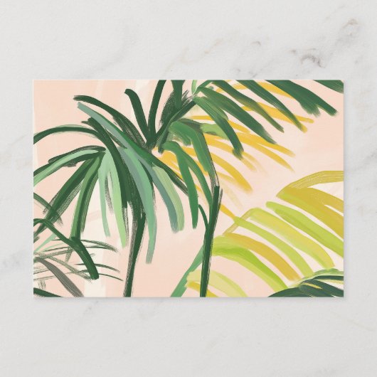 Boho Blush Green Tropical Palm bruiloft receptie Informatiekaartje (Achterkant)