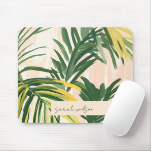 Boho Blush Green Tropical Palm Leaves Beach Muismat