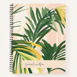 Boho Blush Green Tropical Palm Leaves Beach Notitieboek