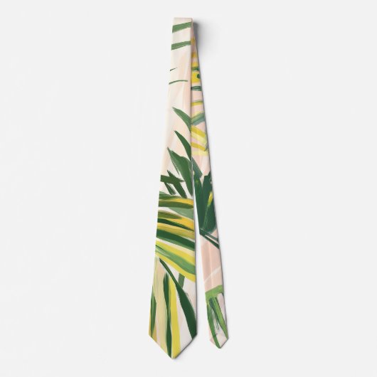 Boho Blush Green Tropical Palm Leaves Beach Stropdas (Voorkant)