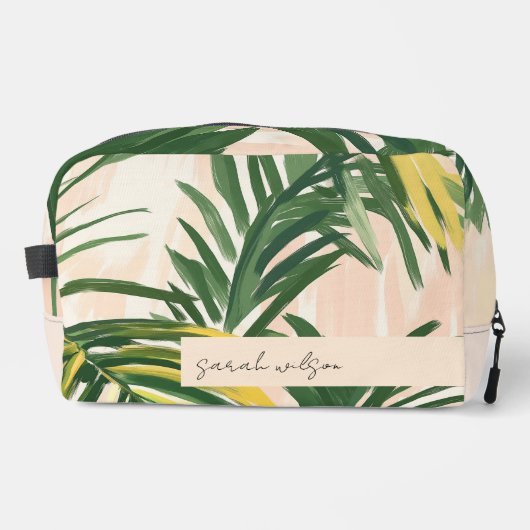 Boho Blush Green Tropical Palm Leaves Beach Toilettasje (Voorkant)