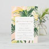 Boho Blush Green Tropical Palm Wedding Jubileum Kaart (Staand voorkant)
