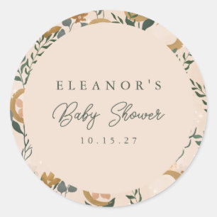Boho Blush Groene Botanische Maan Aangepast Baby s Ronde Sticker