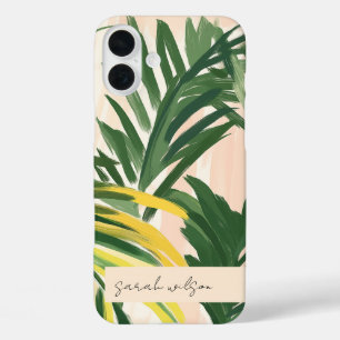 Boho Blush Groene Tropische Palm Beach Bladeren iPhone 16 Plus Hoesje