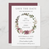 Boho Blush Kaneel Roos Bloemige Groene Huwelijksfe Save The Date (Voorkant / Achterkant)
