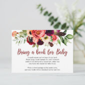 Boho Blush-maroon met een bruine vogel  Informatiekaartje (Staand voorkant)