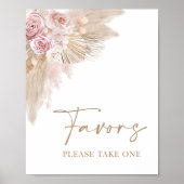 Boho Blush Pampas Bloemen Bruiloft Favors Bord Poster (Voorkant)
