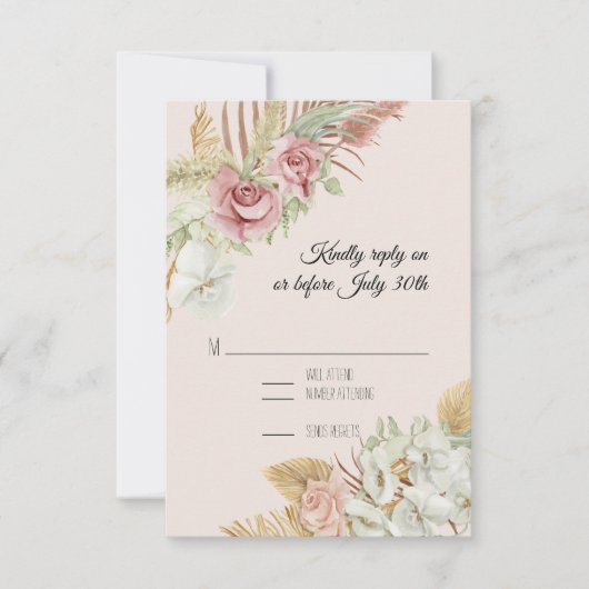 BOHO Blush Pampas Foliage Palm Roos Wreator RSVP (Voorkant)