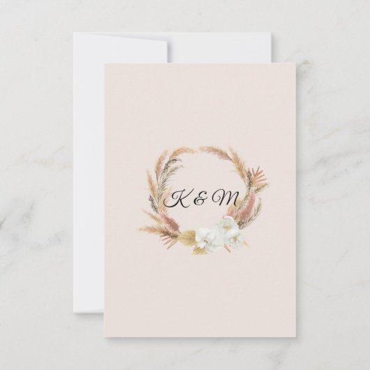 BOHO Blush Pampas Folim Palm Rose Wreath RSVP (Dos)