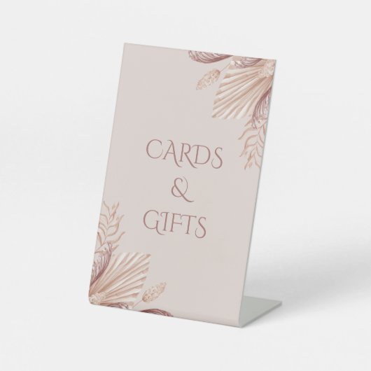 Boho Blush Pampas Grass Mariage Panneau (Recto)