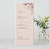 Boho Blush Pampas Grass Wedding Menu Kaart (Staand voorkant)