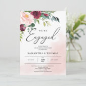 Boho blush pink burgundy floral greenery kaart (Staand voorkant)