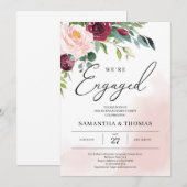 Boho blush pink burgundy floral greenery kaart (Voorkant / Achterkant)