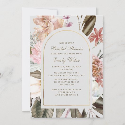 Boho Blush Pink Cream Greenery Vrijgezellenfeest Kaart (Voorkant)