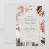 Boho Blush Pink Cream Greenery Vrijgezellenfeest Kaart (Voorkant / Achterkant)