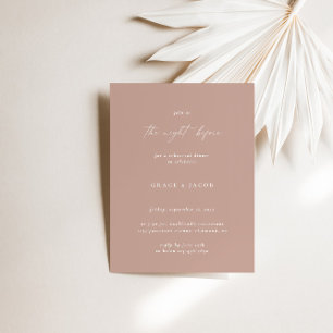 Boho Blush Pink Elegant Wedding Rehearsal Dinner Kaart