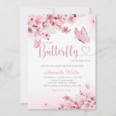 Boho Blush Pink Floral Butterfly Girl Baby shower Kaart (Voorkant)