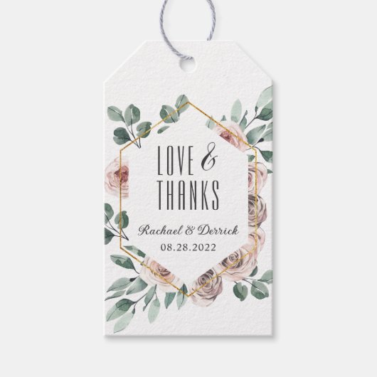 Boho Blush Pink Floral Geometric Bedankt Cadeaulabel (Voorkant)