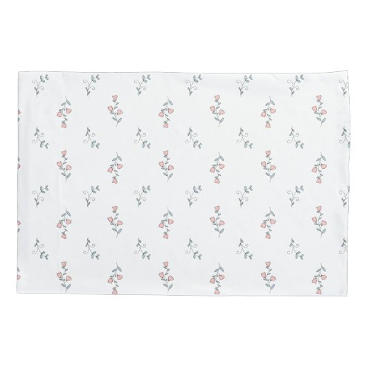  Boho Blush Pink Floral Pattern op White Kussensloop (Achterkant-Links)