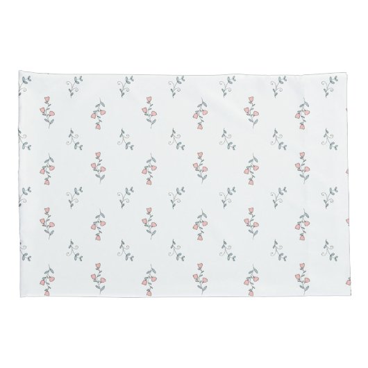 Boho Blush Pink Floral Pattern op White Kussensloop (Achterkant-Rechts)