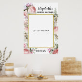 Boho Blush Pink Floral Photo Booth Lijst Prop. Poster (Keuken)