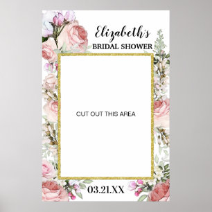 Boho Blush Pink Floral Photo Booth Lijst Prop. Poster