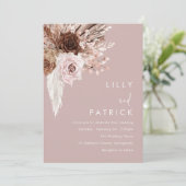 Boho Blush Pink Floral Wedding Kaart (Staand voorkant)