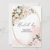 Boho Blush Pink Flowers Rozen faux gouden ovaal gr Kaart (Achterkant)