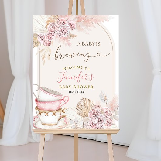 Boho Blush Pink Un bébé brasse Affiche de bienvenu