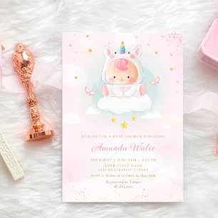 Boho Blush Pink Waterverf Cute Girl Baby shower Kaart