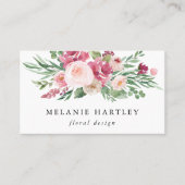 Boho Blush & Pink Waterverf Floral Visitekaartje (Voorkant)